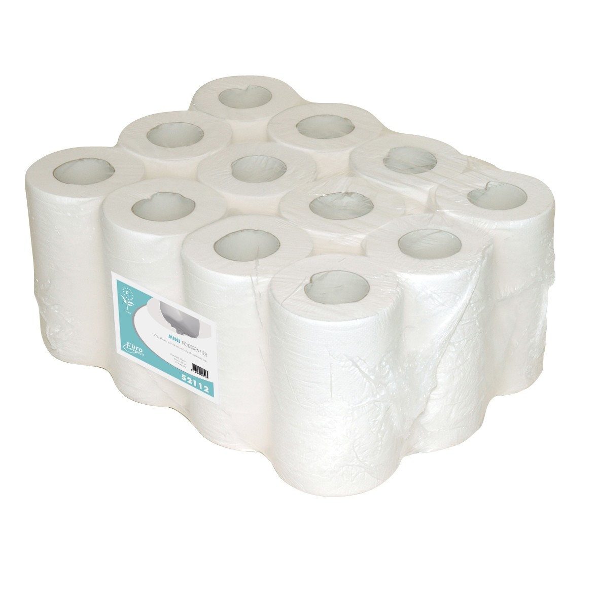EcoWipe Poetsrol mini cellulose wit 1-laags 12 x 120 meter