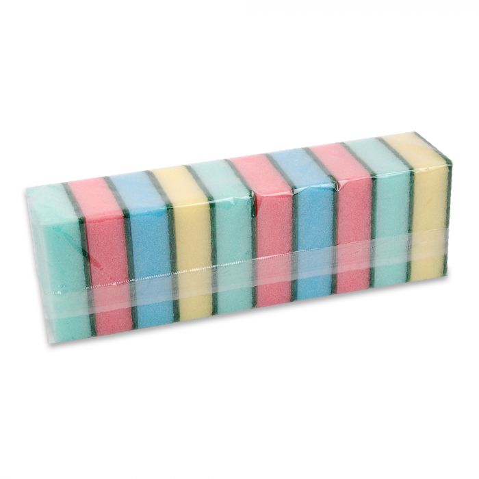 Wecoline schuurspons klein gekleurd 10 stuks