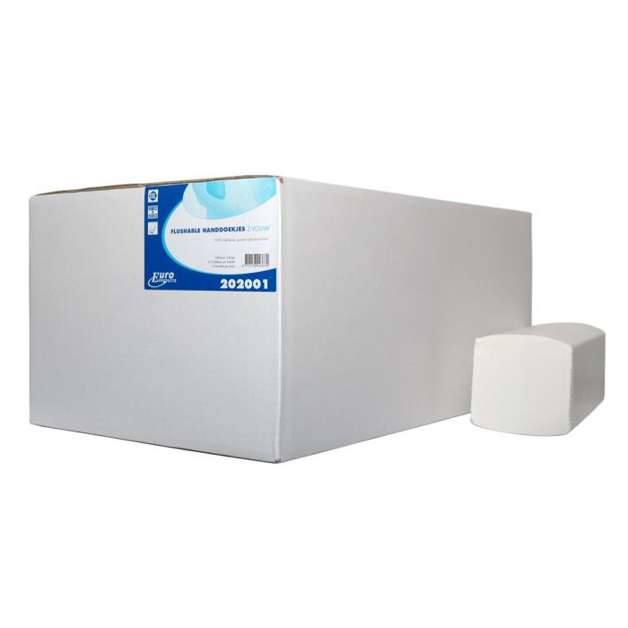Euro handdoek flushable wit 2-laags 16x199 vel