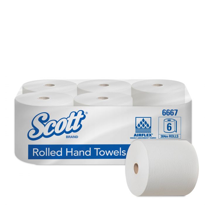 Scott rolhanddoek wit 1-laags 6x 304 meter