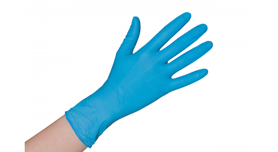 Handschoen nitril ongepoederd efficiënt quality blauw maat M 100 stuks