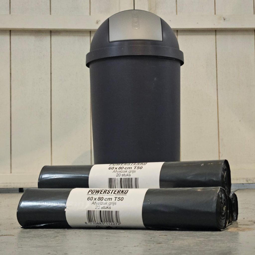 Afvalzak LDPE T50 met trekband 15x20 stuks - 60x 80 cm